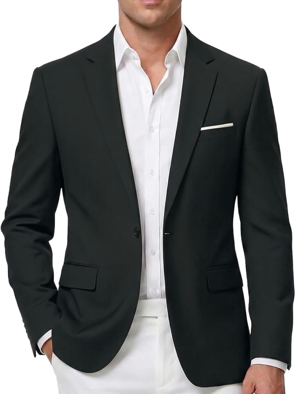 New with tags. Never worn. Slim-fit, Men's Black Single-Breasted Blazer.